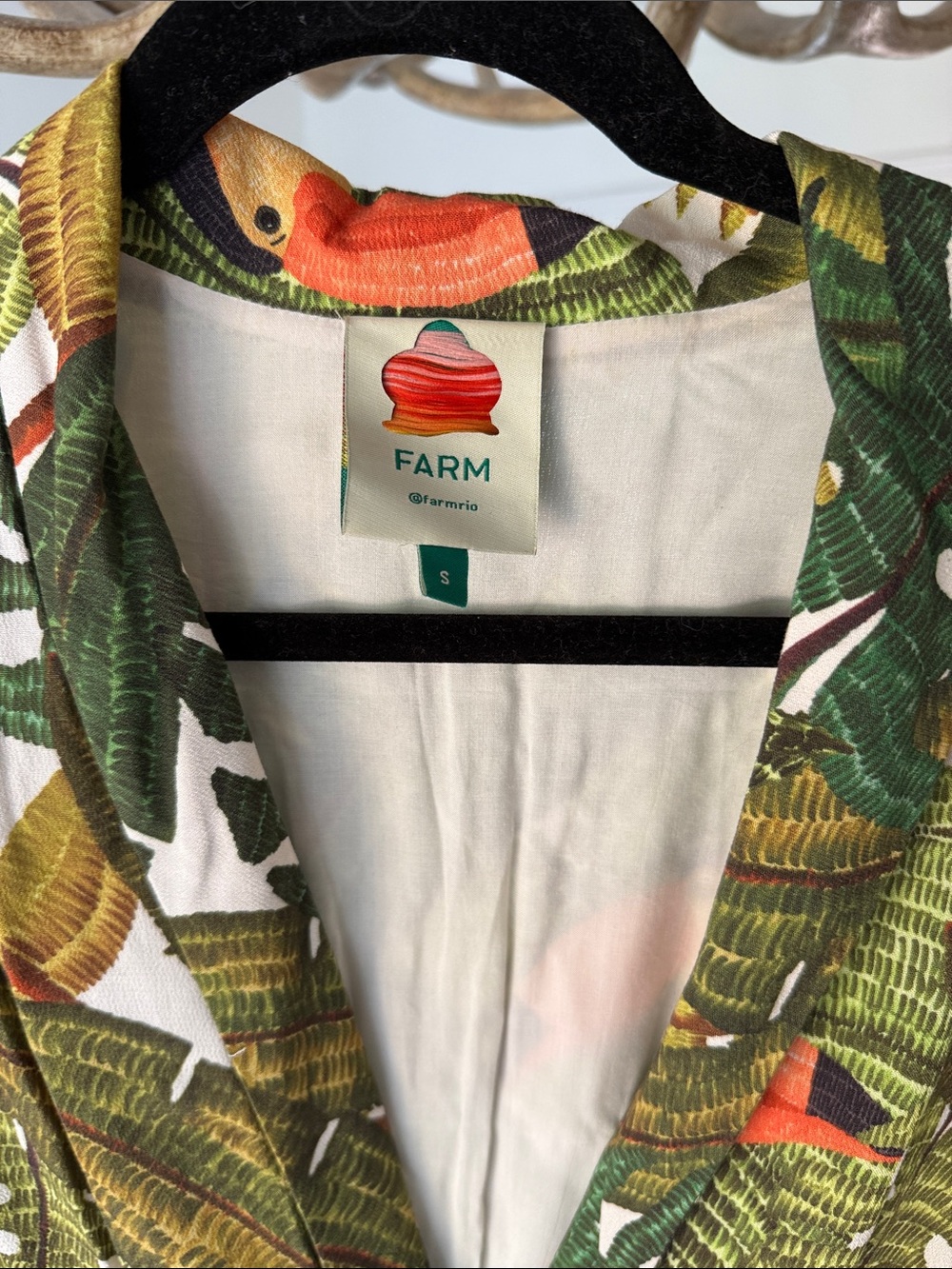 FARM Rio Tropical Green Maxi Dress with Leaf Print, Size S - Picture 2 of 6